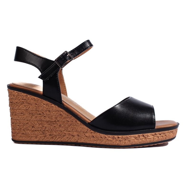 Sandalias cuña mujer negras de Sergio Leone negro