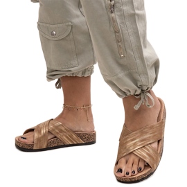 Zapatillas con suela de corcho brillo Ribera marrón Zapatillas con suela de corcho brillo Ribera marrón