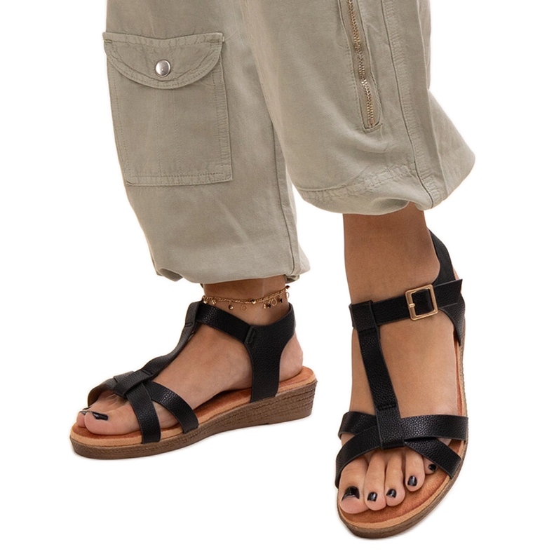 Sandalias cuña baja Sherine negro