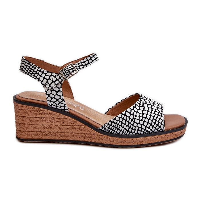 Sandalias Cuña Mujer Sergio Leone SK303 Blanco y Negro