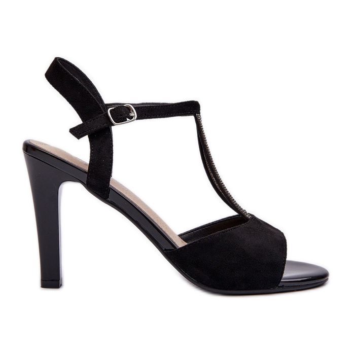 Sandalias De Mujer Con Tacón Alto Y Tiras Decoradas Sergio Leone SK924 Negro