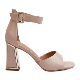 Sandalias Elegantes de Mujer con Tacón Alto Beige Rosazara