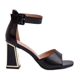 Sandalias Elegantes de Mujer con Tacón Alto Negro Rosazara