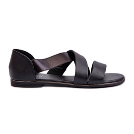 Sandalias de piel con ribete, Negro Puglia