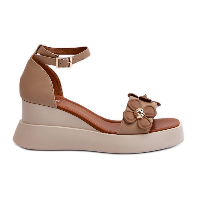 Jezzi Sandalias Mujer Beige Con Plataforma Y Cuña Flores Foviana