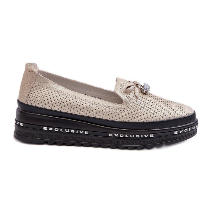 Mocasines Mujer Piel Brillante Con Plataforma S.Barski LR400 Dorado
