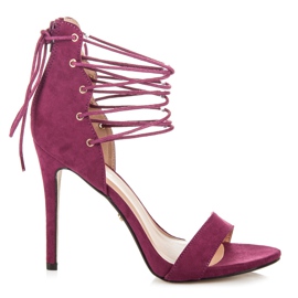 Ideal Shoes Sandalias atadas en un tacón alto violeta Ideal Shoes Sandalias atadas en un tacón alto violeta