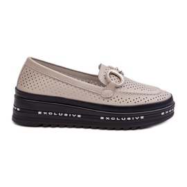 Mocasines Mujer Piel Plataforma Con Adorno S.Barski LR750 Beige
