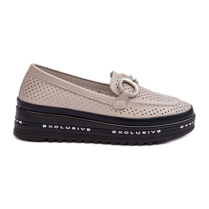 Mocasines Mujer Piel Plataforma Con Adorno S.Barski LR750 Beige