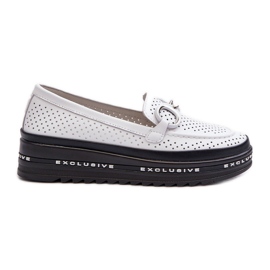 Mocasines Mujer Piel Plataforma Con Adorno S.Barski LR750 Blanco