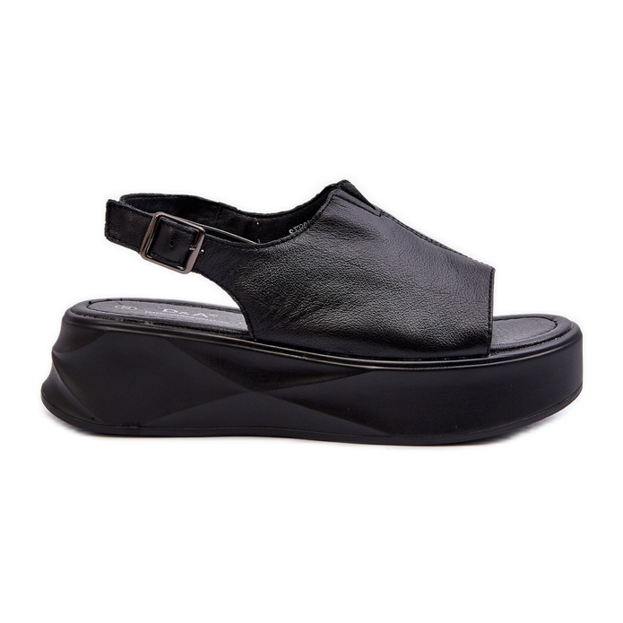 S.Barski Sandalias de Mujer de Piel con Plataforma D&amp;A SJ2301-2 Negro