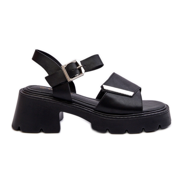 Sandalias de Mujer Fabricadas en Piel Ecológica con Tacón Alto y Plataforma Vinceza 36257 Negro