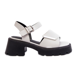 Sandalias de Mujer Fabricadas en Piel Ecológica con Tacón Alto y Plataforma Vinceza 36257 Blanco
