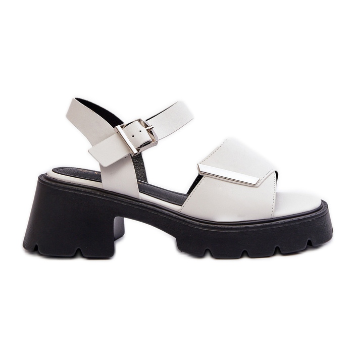 Sandalias de Mujer Fabricadas en Piel Ecológica con Tacón Alto y Plataforma Vinceza 36257 Blanco