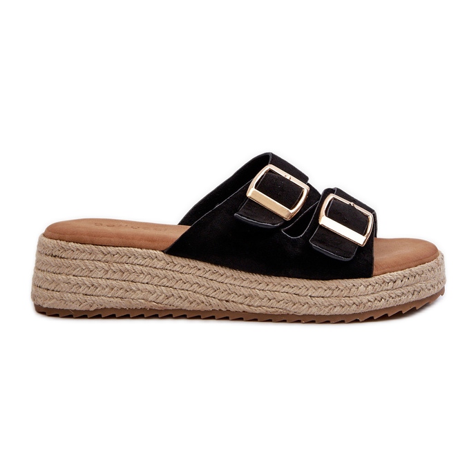 Chanclas de Mujer Con Ante Eco Trenzado Negro Zaloemi