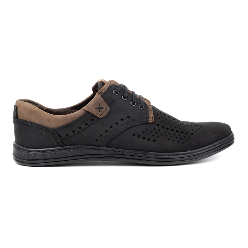 Polbut Zapatos de piel para hombre 402 verano negro con marrón Polbut Zapatos de piel para hombre 402 verano negro con marrón