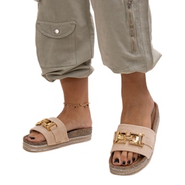 Chanclas beige con hebilla brillante by Niamh