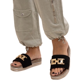 Chanclas negras con hebilla brillante by Niamh negro