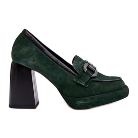 Zapatos de tacón de piel con tacón enorme Laura Messi 2706 Verde oscuro