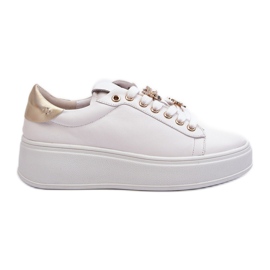S.Barski Zapatillas Mujer De Piel Con Plataforma Con Alfileres D&amp;A SN67 Blanco