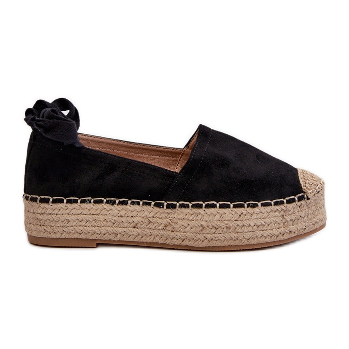 Alpargatas De Mujer Atadas A Plataforma Con Trenza, Negro Tailesse