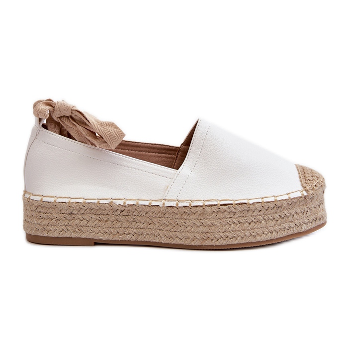 Alpargatas De Mujer Atadas A Plataforma Con Trenza, Blanco Tailesse
