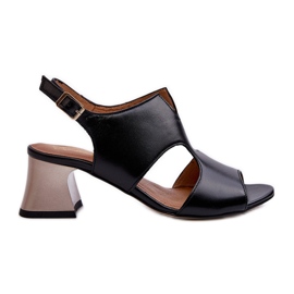 Sandalias Mujer Piel Con Tacón Alto Maciejka 06566-01 Negro