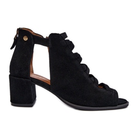 Sandalias Tacón Mujer Ante Maciejka 06456-01 Negro