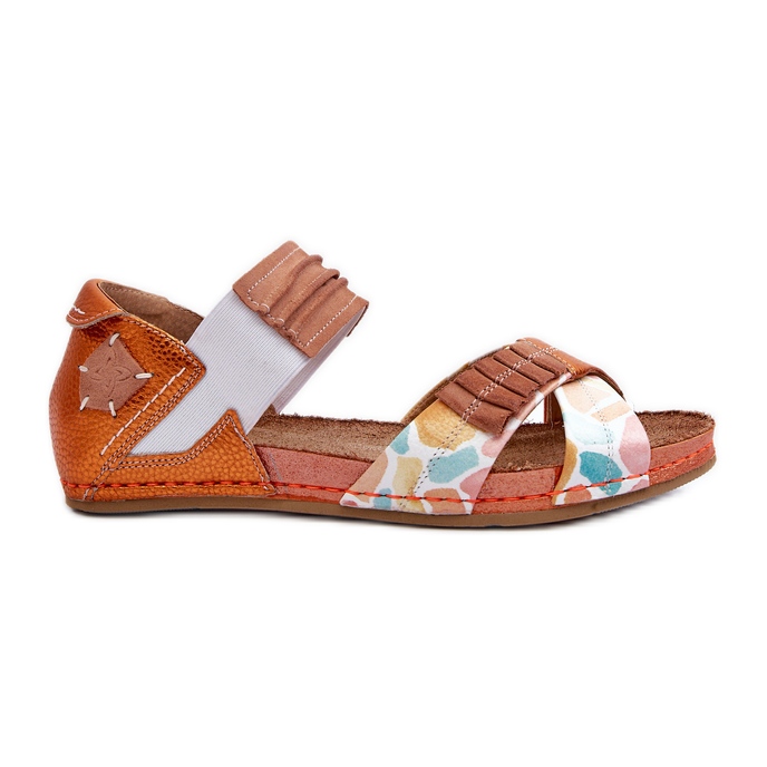 Sandalias De Piel Con Ribete Maciejka 03375-26 Naranja