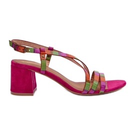 Sandalias Ante Tacón Bajo Maciejka 06653-15 Fucsia rosado