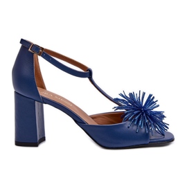 Sandalias de piel con tacón alto y decoración Laura Messi 2758 Azul marino
