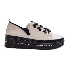 Zapatos Mujer con Cordones y Plataforma Piel Natural S.Barski LR620 Beige