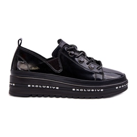Zapatos de Mujer con Cordones y Plataforma Piel Natural S.Barski LR620 Negro