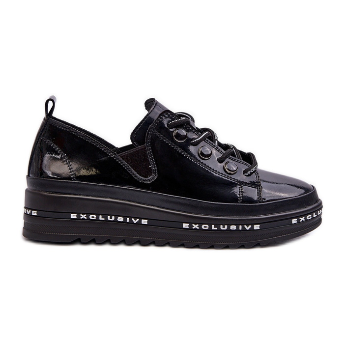 Zapatos de Mujer con Cordones y Plataforma Piel Natural S.Barski LR620 Negro
