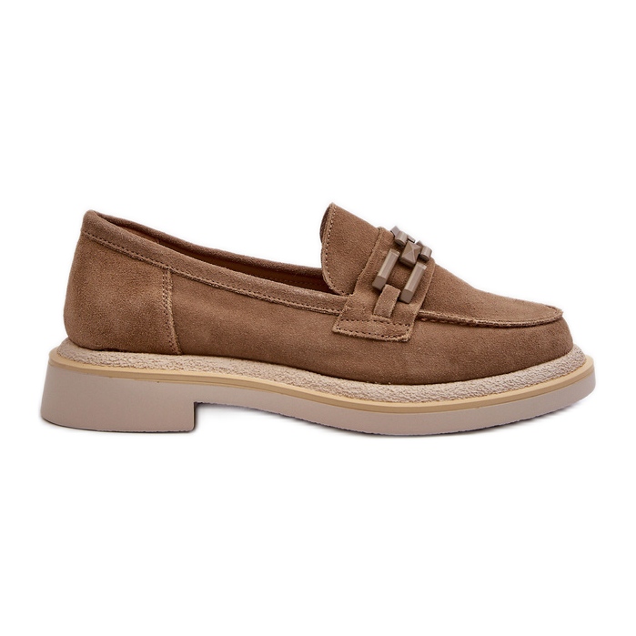 S.Barski Mocasines Mujer Ante Tacón Plano Con Decoración D&amp;A TW101 Marrón