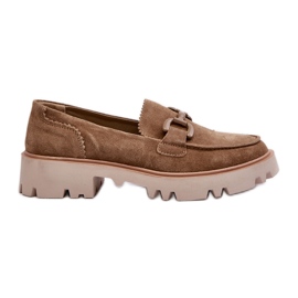 S.Barski Mocasines de gamuza para mujeres con decoración D&amp;A TW117 Olive verde