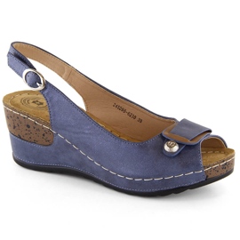 Sandalias cuña mujer cómodas color azul eVento 6230