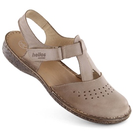 Sandalias mujer cómodas piel integral beige Helios 128.02