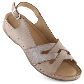 Sandalias mujer cómodas de piel en color beige Helios 134.02.025