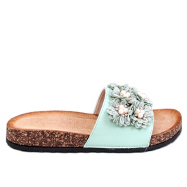 Emiles Pantuflas de corcho verde con flores