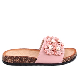 Emiles Pantuflas de corcho rosa con flores rosado