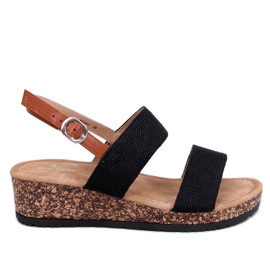 Wadoux Sandalias cuña corcho negro