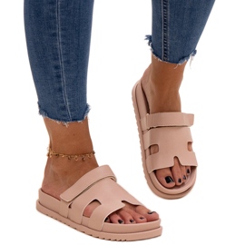 Chanclas con velcro en beige de Kassis