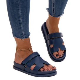 Chanclas con velcro azul marino de Kassis