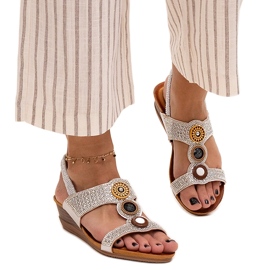 Sandalias brillantes de cuña baja de Azeeza plata