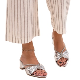 Mules de tacón decorado con circonitas Anbrani plata