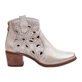 Botines de Piel Calada Lewski Shoes 3170/2 Caucho Dorado
