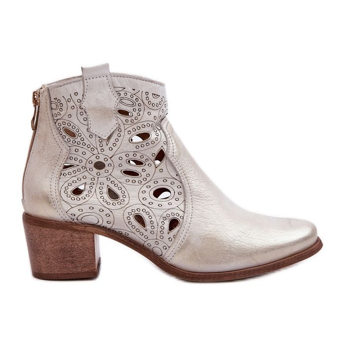 Botines de Piel Calada Lewski Shoes 3170/2 Caucho Dorado