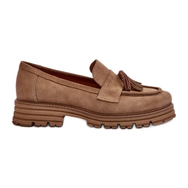 Zazoo 3469 Mocasines Mujer Ante Con Flecos, Beige
