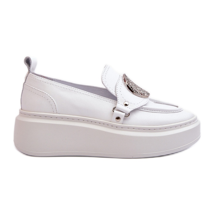 Zazoo 3486 Mocasines Mujer Piel Con Adorno, Blanco
